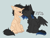 Size: 2048x1536 | Tagged: safe, artist:dorkmark, oc, oc only, oc:mihana, oc:shadowguy, pegasus, pony, unicorn, chest fluff, ear fluff, heart, horn, kissing, male, shy, sitting, stallion, wings