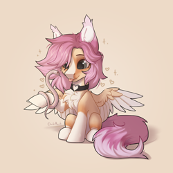 Size: 2480x2480 | Tagged: safe, artist:dorkmark, oc, oc:alina, pegasus, pony, snake, :p, choker, cute, daaaaaaaaaaaw, fluffy, high res, pet, tongue out, wings