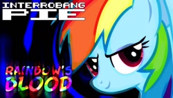 Size: 1280x720 | Tagged: safe, artist:interrobang pie, rainbow dash, pegasus, pony, g4, abstract background, looking at you, rainbow's blood (song), show accurate, smiling, solo, youtube link, youtube thumbnail