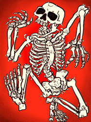 Size: 2999x4000 | Tagged: safe, artist:ja0822ck, pony, skeleton pony, bone, halloween, holiday, nightmare fuel, ponified, red background, simple background, skeleton, wat