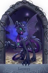 Size: 2534x3814 | Tagged: safe, artist:laymy, nightmare moon, dracony, dragon, enderdragon, hybrid, pony, g4, clothes, cosplay, costume, dragon tail, ender crystal, eye of ender, female, high res, horns, mare, minecraft, solo, spread wings, tail, wings