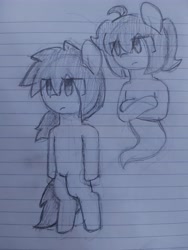 Size: 3468x4624 | Tagged: safe, artist:seylan, oc, oc only, oc:cherro, oc:kurkou, ghost, ghost pony, pony, undead, lined paper, traditional art