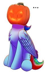 Size: 1048x1648 | Tagged: safe, artist:luther, rainbow dash, pegasus, pony, mlp fim's twelfth anniversary, g4, female, halloween, holiday, jack-o-lantern, pumpkin, pumpkin head, simple background, solo, transparent background, wings