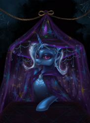 Size: 1399x1909 | Tagged: safe, artist:polnocnykot, trixie, pony, unicorn, g4, halloween, hat, holiday, magic, witch, witch hat