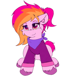 Size: 3291x3500 | Tagged: safe, artist:legionsunite, oc, oc:velvet volt, pegasus, pony, bandana, clothes, ear fluff, ear piercing, earring, high res, jewelry, pegasus oc, piercing, simple background, sitting, sweater, transparent background