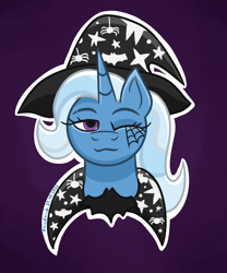 Size: 750x900 | Tagged: safe, artist:friedrich911, trixie, pony, unicorn, g4, bust, clothes, costume, female, halloween, halloween costume, holiday, magician, makeup, mare, nightmare night, solo, witch costume