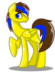 Size: 2500x3500 | Tagged: safe, artist:oniiponii, oc, oc only, pegasus, pony, glasses, high res, male, pegasus oc, raised hoof, simple background, smiling, solo, stallion, transparent background, wings