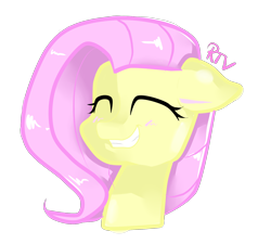 Size: 2000x1800 | Tagged: safe, artist:oniiponii, fluttershy, pegasus, pony, g4, bust, eyes closed, female, grin, mare, simple background, smiling, solo, transparent background