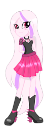 Size: 590x1352 | Tagged: safe, artist:oniiponii, oc, oc only, human, equestria girls, g4, boots, clothes, eye clipping through hair, female, high heel boots, shoes, simple background, skirt, smiling, solo, transparent background