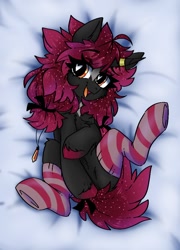 Size: 720x1000 | Tagged: safe, artist:madkadd, oc, oc only, oc:prism, pony, unicorn, body pillow, body pillow design, clothes, female, horn, horn ring, mare, ring, smiling, socks, solo, striped socks, unicorn oc, unshorn fetlocks