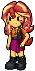 Size: 1704x3440 | Tagged: safe, artist:artemis-polara, sunset shimmer, human, equestria girls, g4, chibi, commission, paper mario, simple background, solo, transparent background