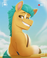 Size: 850x1050 | Tagged: safe, artist:bcpony, hitch trailblazer, earth pony, pony, g5, my little pony: a new generation, camera shot, cute, handsome, hitchbetes, hooves, leaning, leaning back, looking at you, male, stallion, stupid sexy hitch trailblazer