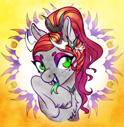 Size: 2638x2689 | Tagged: safe, artist:opalacorn, oc, oc only, oc:void, pegasus, pony, chest fluff, fangs, female, forked tongue, halloween, high res, holiday, mare, mole, open mouth, solo, unshorn fetlocks