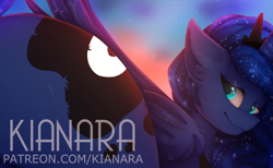 Size: 1806x1116 | Tagged: safe, artist:kianara, princess luna, g4, advertisement, butt, looking back, moonbutt, patreon, patreon link, patreon preview, patreon reward, plot, praise the moon