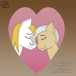 Size: 3200x3200 | Tagged: safe, artist:maître cervidé, mayor mare, prince blueblood, earth pony, pony, unicorn, g4, heart, high res, love, ponytober, shipping