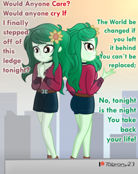 Size: 1539x1937 | Tagged: safe, artist:tabrony23, wallflower blush, human, equestria girls, g4, clothes, commission, female, looking down, looking up, lyrics, patreon, patreon logo, sad, signature, smiling, text