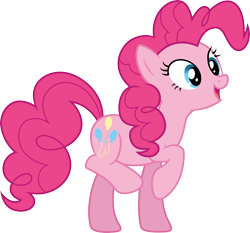Size: 3222x3000 | Tagged: safe, artist:cloudy glow, pinkie pie, earth pony, pony, g4, too many pinkie pies, .ai available, female, high res, mare, open mouth, simple background, smiling, solo, standing on two hooves, transparent background, vector