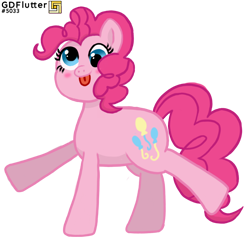 Size: 862x835 | Tagged: safe, artist:thread8, pinkie pie, earth pony, pony, g4, :p, blush sticker, blushing, derp, goofy, pink mane, pink tail, silly, silly pony, simple background, solo, standing on two hooves, tail, tongue out, transparent background