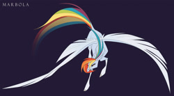 Size: 3485x1920 | Tagged: safe, artist:marbola, rainbow dash, pegasus, pony, g4, female, large wings, solo, tail, wings