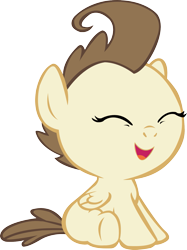 Size: 1381x1850 | Tagged: safe, artist:clonehunter, pound cake, pegasus, pony, g4, baby, baby pony, eyes closed, folded wings, male, open mouth, open smile, simple background, sitting, smiling, solo, transparent background, vector, wings