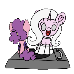 Size: 1200x1200 | Tagged: safe, artist:bloodysticktape, oc, oc only, oc:beetard, oc:floports, animated, simple background, transparent background, turntable, turntable pony