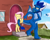 Size: 2048x1623 | Tagged: safe, artist:neondragon, fluttershy, oc, oc:cobalt the dragon, dragon, pegasus, pony, cute, female, looking back, male, ponytober, ponyville, prehensile tail, shy, smiling, tail, tail hold