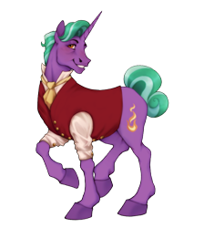 Size: 896x1000 | Tagged: safe, artist:traceofstardust, firelight, pony, unicorn, clothes, colored hooves, looking at you, male, shirt, simple background, smiling, smiling at you, standing, transparent background