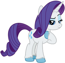 Size: 4431x4264 | Tagged: safe, artist:emeraldblast63, rarity, pony, unicorn, g4, eyeshadow, female, g5 style, hoof on chest, makeup, mare, simple background, smiling, solo, transparent background, unshorn fetlocks, vector