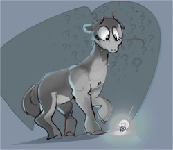 Size: 1724x1489 | Tagged: safe, artist:alumx, earth pony, pony, female, lightbulb, mare, question mark, solo