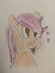 Size: 3000x4000 | Tagged: safe, artist:joeydr, oc, oc only, oc:vanillaberry swirl, food pony, pony, :p, female, food, mare, ponified, solo, tongue out, traditional art