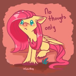 Size: 1703x1688 | Tagged: safe, artist:unfinishedheckery, fluttershy, pegasus, pony, g4, beady eyes, blushing, digital art, female, floppy ears, folded wings, mare, sad, sitting, solo, tail, teary eyes, unshorn fetlocks, wings