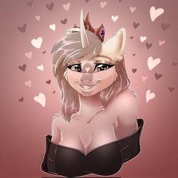 Size: 2048x2048 | Tagged: safe, artist:unfinishedheckery, oc, unicorn, anthro, bedroom eyes, breasts, clothes, digital art, female, high res, horn, looking at you, solo, tail, unicorn oc