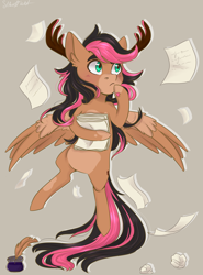 Size: 2000x2700 | Tagged: safe, artist:silbersternenlicht, oc, oc only, pegasus, pony, antlers, high res, solo