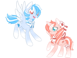 Size: 1024x768 | Tagged: safe, artist:piichu-pi, oc, oc:passion frail, oc:permafrost, pegasus, pony, unicorn, female, male, mare, simple background, stallion, transparent background