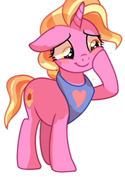 Size: 871x1228 | Tagged: artist needed, source needed, safe, luster dawn, pony, unicorn, g4, base used, hoof on cheek, luster mom, pregnant, solo