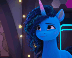 Size: 1280x1032 | Tagged: safe, screencap, misty brightdawn, pony, unicorn, g5, my little pony: make your mark, my little pony: make your mark chapter 2, the traditional unicorn sleep-over, spoiler:g5, spoiler:my little pony: make your mark chapter 2, spoiler:mymc02e06, animated, cropped, female, gif, i watch it for the ears, mare, nervous, rambling, solo, talking