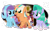 Size: 1134x704 | Tagged: safe, artist:nightlightartz, glory (g5), peach fizz, seashell (g5), earth pony, pegasus, pony, unicorn, g4, g5, my little pony: make your mark, my little pony: make your mark chapter 2, bow, female, filly, foal, g5 to g4, generation leap, looking at someone, open mouth, open smile, pippsqueak trio, pippsqueaks, simple background, smiling, tail, tail bow, transparent background, trio, trio female, unshorn fetlocks