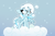 Size: 3000x2000 | Tagged: safe, artist:nekro-led, oc, oc only, oc:snowdrop, pegasus, pony, blind, cloud, cute, ears back, eye clipping through hair, gradient background, high res, snow, snowfall, snowflake, solo, spread wings, wings