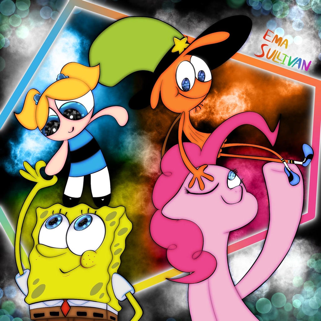 Sponge Powerpuff #2961166 - safe, artist:ema0rsully, pinkie pie, earth pony, human, g4 ...