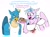 Size: 1340x996 | Tagged: safe, artist:redxbacon, gallus, silverstream, griffon, hippogriff, anthro, g4, my little pony: the movie, blue fur, breasts, chinese takeout container, clam, cleavage, clothes, cookie, costume, dialogue, duo, feathered wings, food, frankenstein's monster, fur, gallus has a tiny dick, holding, long hair, nightmare night costume, open mouth, purple fur, stitched body, stitches, talking, text, wings