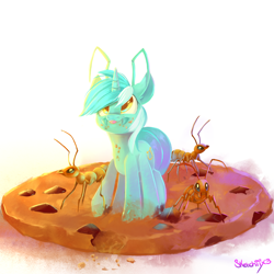 Size: 1280x1280 | Tagged: safe, artist:sketchiix3, lyra heartstrings, ant, insect, pony, unicorn, solo