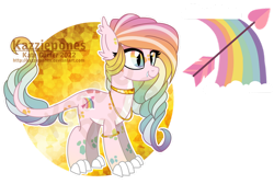 Size: 1024x690 | Tagged: safe, artist:kazziepones, oc, oc only, oc:rainbow blaze, dracony, dragon, hybrid, female, simple background, solo, transparent background