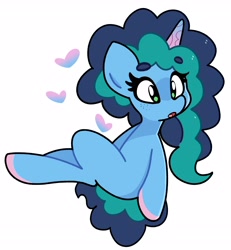 Size: 2906x3148 | Tagged: safe, artist:kindakismet, misty brightdawn, pony, unicorn, g5, :o, blank flank, colored eyebrows, colored hooves, cute, eyebrows, eyebrows visible through hair, female, floating heart, freckles, gradient horn, heart, high res, horn, mare, mistybetes, open mouth, simple background, solo, tail, two toned mane, two toned tail, white background