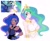 Size: 1798x1463 | Tagged: safe, artist:l4zy_4le, princess celestia, princess luna, alicorn, human, pony, g4, sparkle's seven, bare shoulders, big breasts, breasts, busty princess celestia, busty princess luna, cleavage, clothes, crown, dark skin, dress, duo, eyeshadow, female, grumpy, hand on hip, height difference, humanized, jewelry, light skin, lipstick, makeup, peytral, pouting, regalia, royal sisters, scene interpretation, screencap reference, siblings, sideboob, simple background, sisters, skin, white background