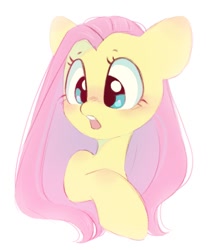Size: 890x1050 | Tagged: safe, artist:melodylibris, fluttershy, pegasus, pony, blushing, bust, cute, daaaaaaaaaaaw, ear blush, female, mare, open mouth, shocked, shyabetes, simple background, solo, white background