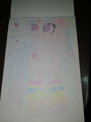 Size: 1536x2048 | Tagged: safe, artist:sstogiannos, oc, oc only, braid, clothes, socks, solo, striped socks, traditional art