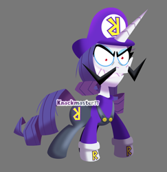 Size: 1644x1694 | Tagged: safe, artist:knackmaster77, rarity, pony, unicorn, g4, clothes, gloves, male, overalls, shirt, solo, sproutity, undershirt, waluigi, waluigi's hat