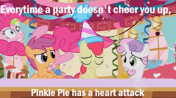 Size: 500x280 | Tagged: safe, edit, edited screencap, screencap, apple bloom, pinkie pie, scootaloo, sweetie belle, earth pony, pegasus, pony, unicorn, g4, season 2, the cutie pox, cutie mark crusaders, female, filly, foal, hat, hub logo, logo, mare, party hat, the hub