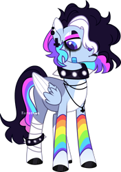 Size: 2100x2988 | Tagged: safe, artist:kurosawakuro, pegasus, pony, base used, choker, colored wings, male, simple background, solo, spiked choker, stallion, transparent background, two toned wings, wings