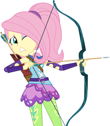 Size: 3000x3438 | Tagged: safe, artist:cloudyglow, fluttershy, equestria girls, friendship games, archery, simple background, solo, transparent background, vector